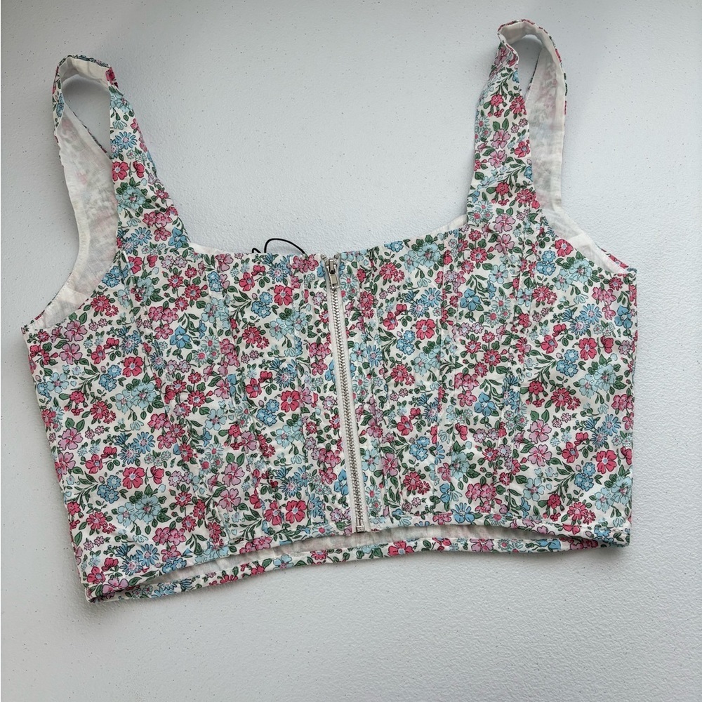 Showpo Pink and Red Smocked Crop Tank Top - Picture 3 of 5